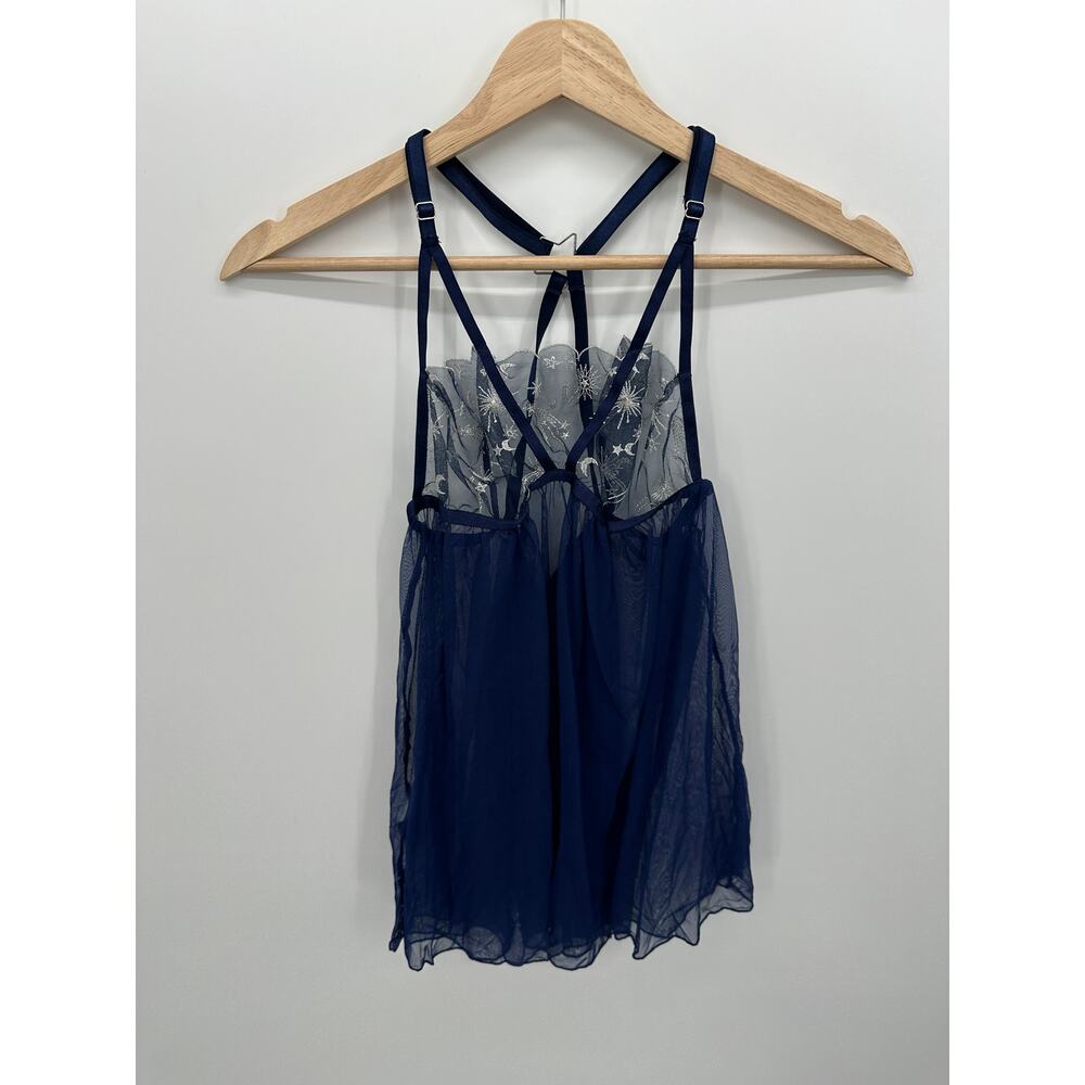 Sheer Embroidered Mesh Camisole Celestial Moon Star Lingerie Fairygrunge Top Med